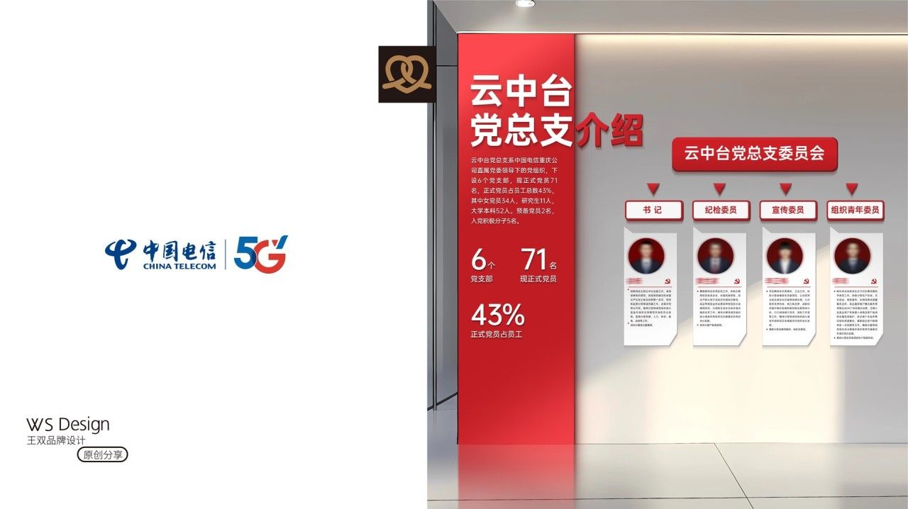 中国电信云中台｜企业文化墙设计 导视设计 / 品牌视觉案例展示图6 王双品牌设计